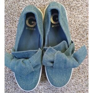 G By GUESS CHIPPY Womens Blue Denim Fabric SlipOn Fashion Sneaker Platform Sz 6M